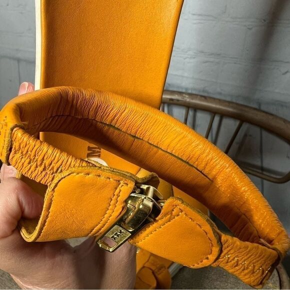 NEW Maeve yellow marigold leather puffy ankle strap platform sandals size 40 - Picture 5 of 9